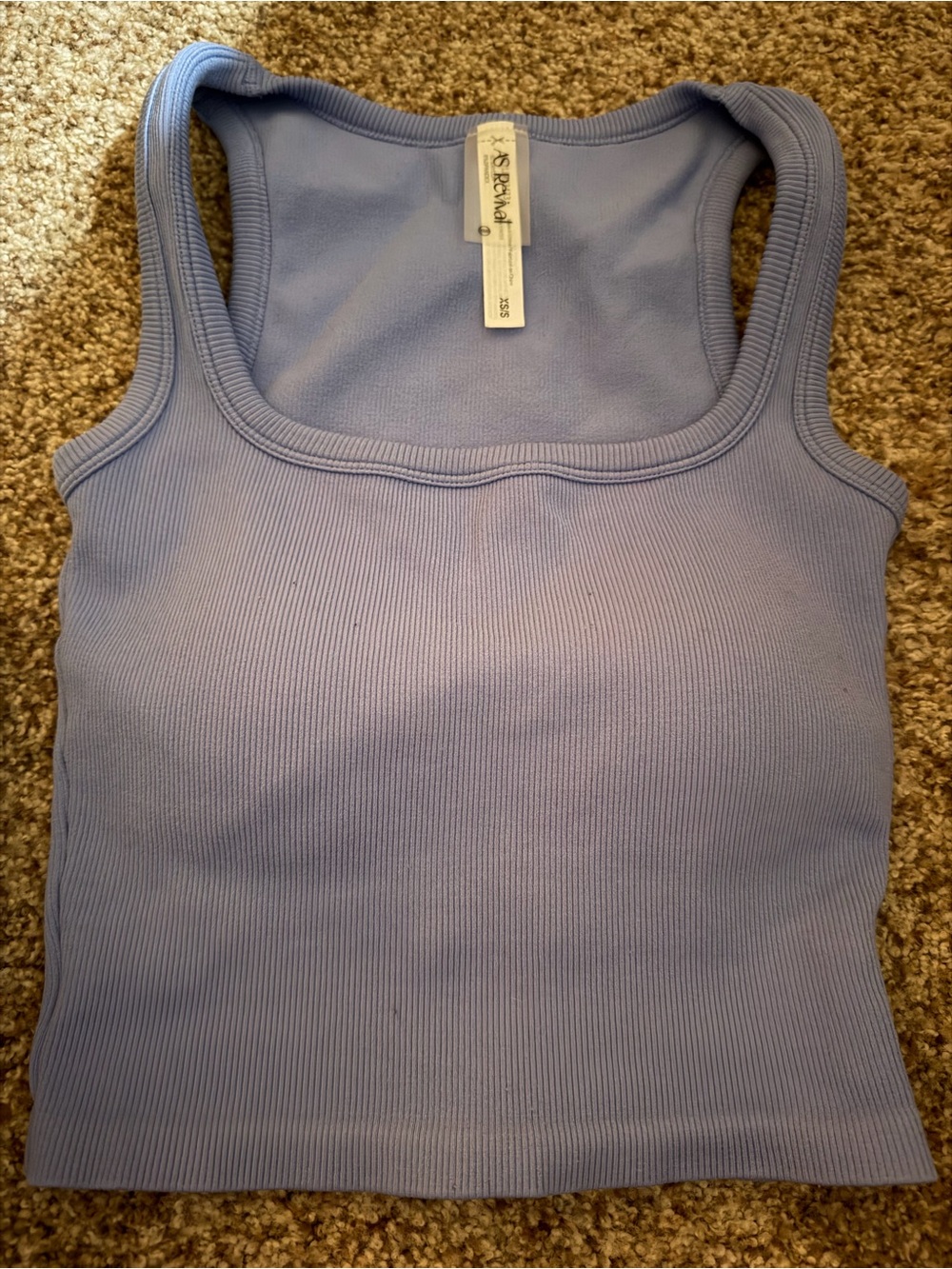 AS Revival baby blue Ribbed Tank Top - Scoop Neck